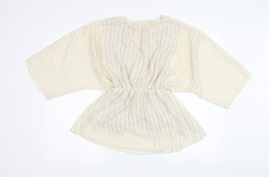 Boohoo Women's Ivory Tunic Blouse, Size 40, 3/4 Kimono Sleeve