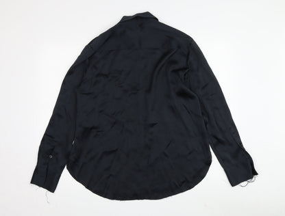 Womens UK Size 12 Zara Black Basic Button-Up