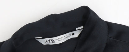 Womens UK Size 12 Zara Black Basic Button-Up