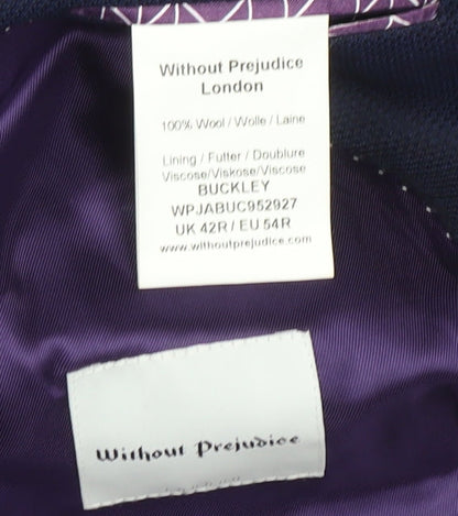 Without Prejudice Men's Blue Wool Blazer 42R Regular Fit