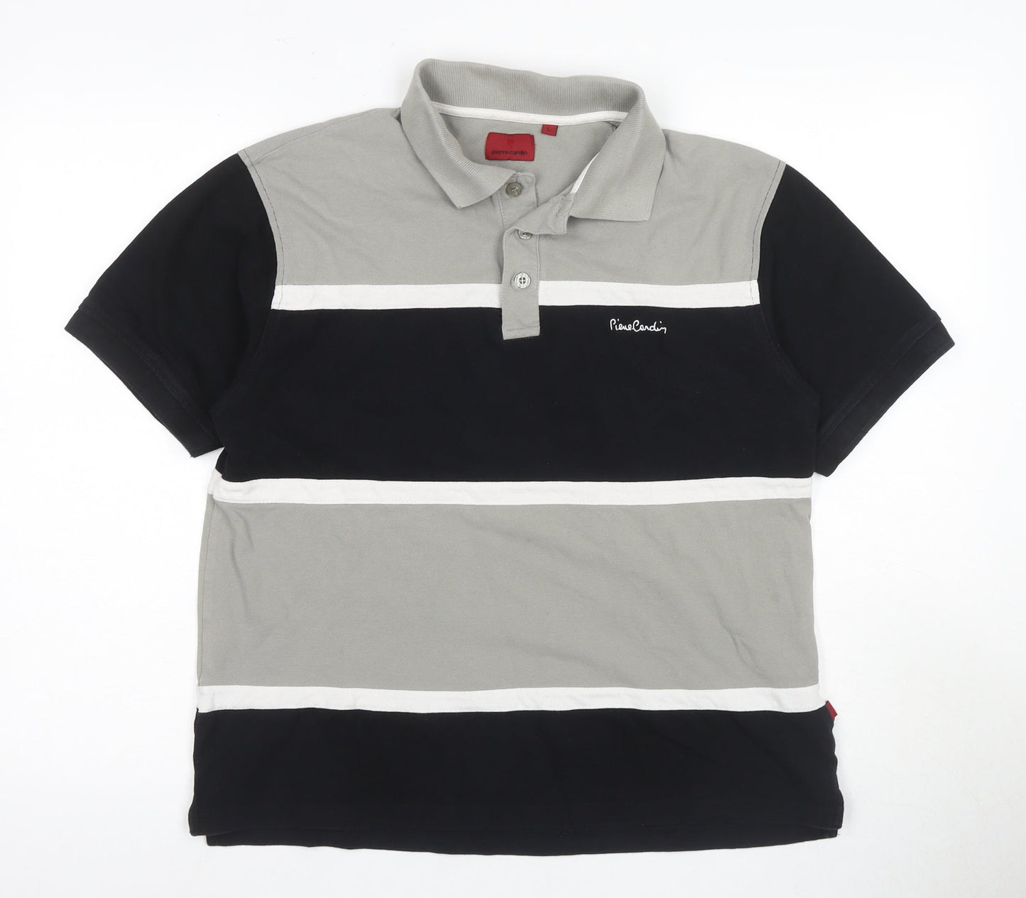 Pierre Cardin Men's Black Colourblock Polo L