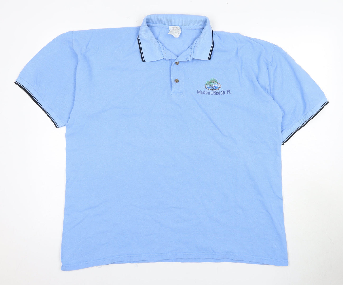 Gildan Men's Blue XL Polo with Beach Theme