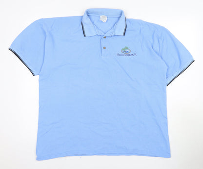 Gildan Men's Blue XL Polo with Beach Theme
