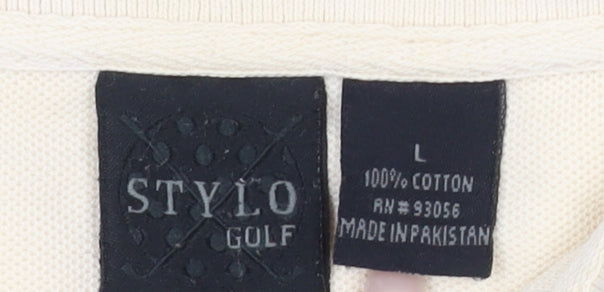 Stylo Golf Men's Beige Polo Shirt L