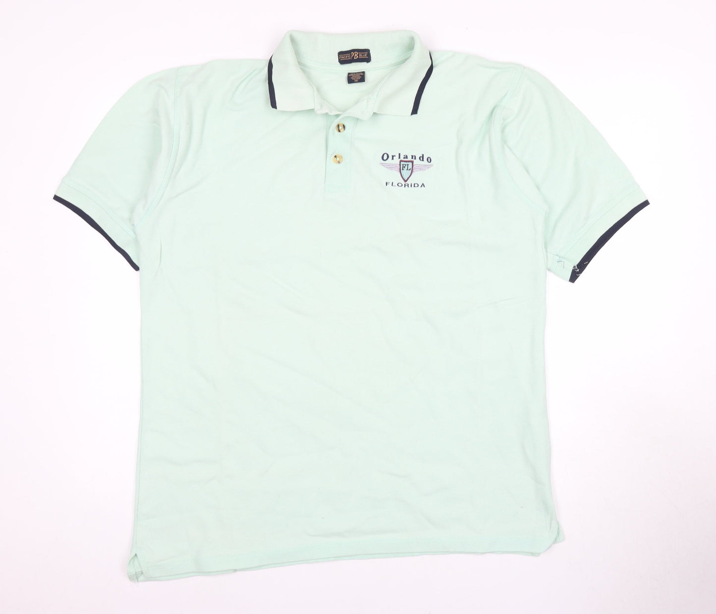 Pacific Blue Men's Green 2XL Polo Short Sleeve