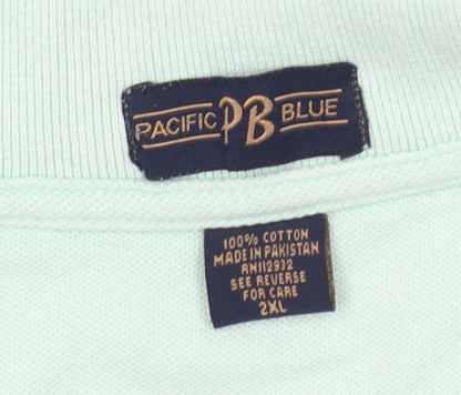 Pacific Blue Men's Green 2XL Polo Short Sleeve