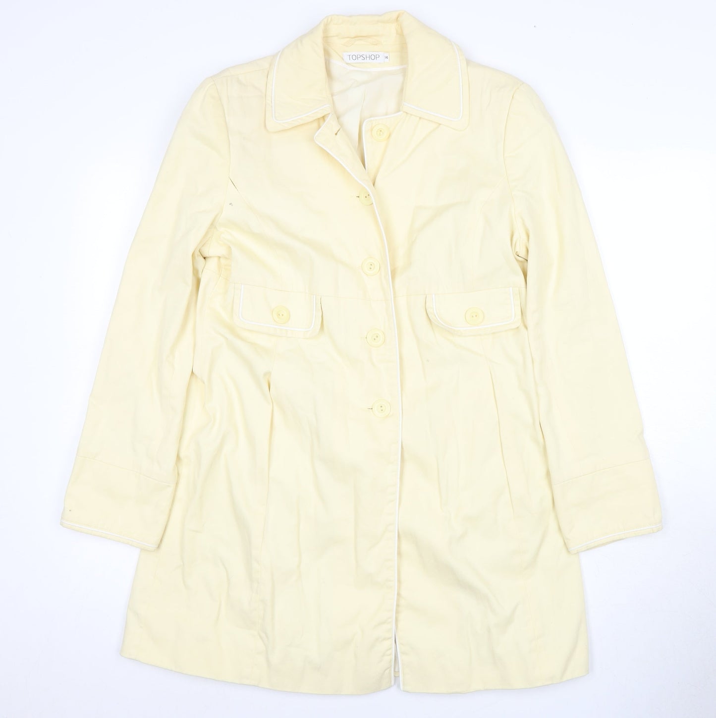 Topshop Women's Ivory Trench Coat Size 14 Classic Style