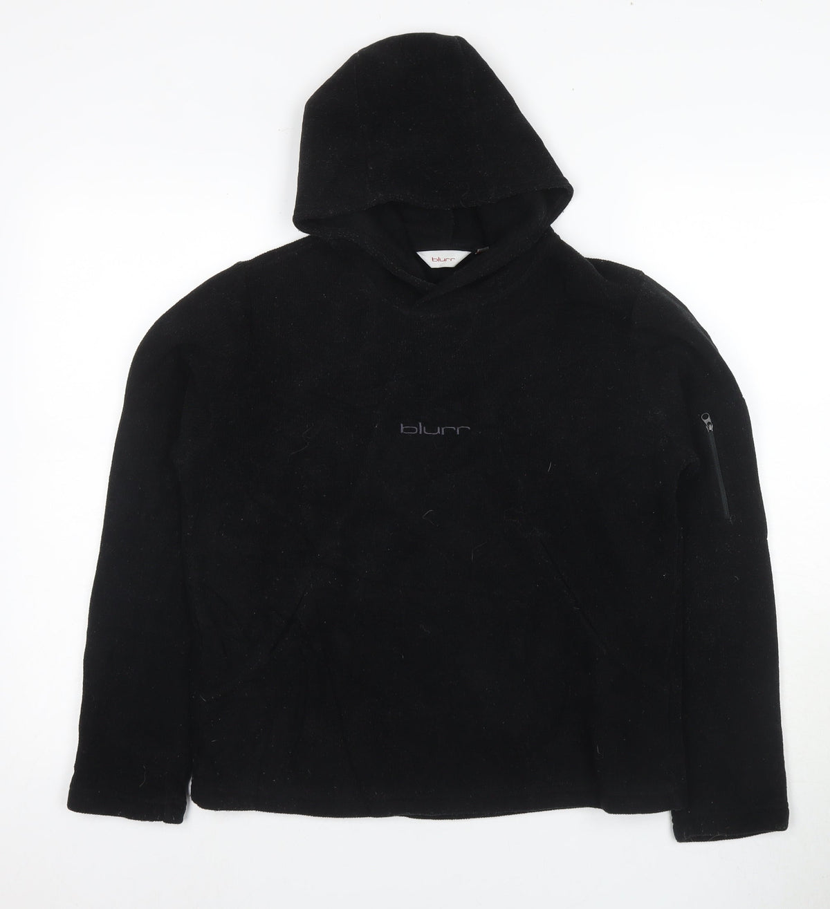 Additional front view of Blurr unisex black pullover hoodie m