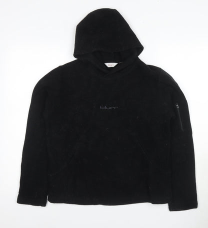 Additional front view of Blurr unisex black pullover hoodie m