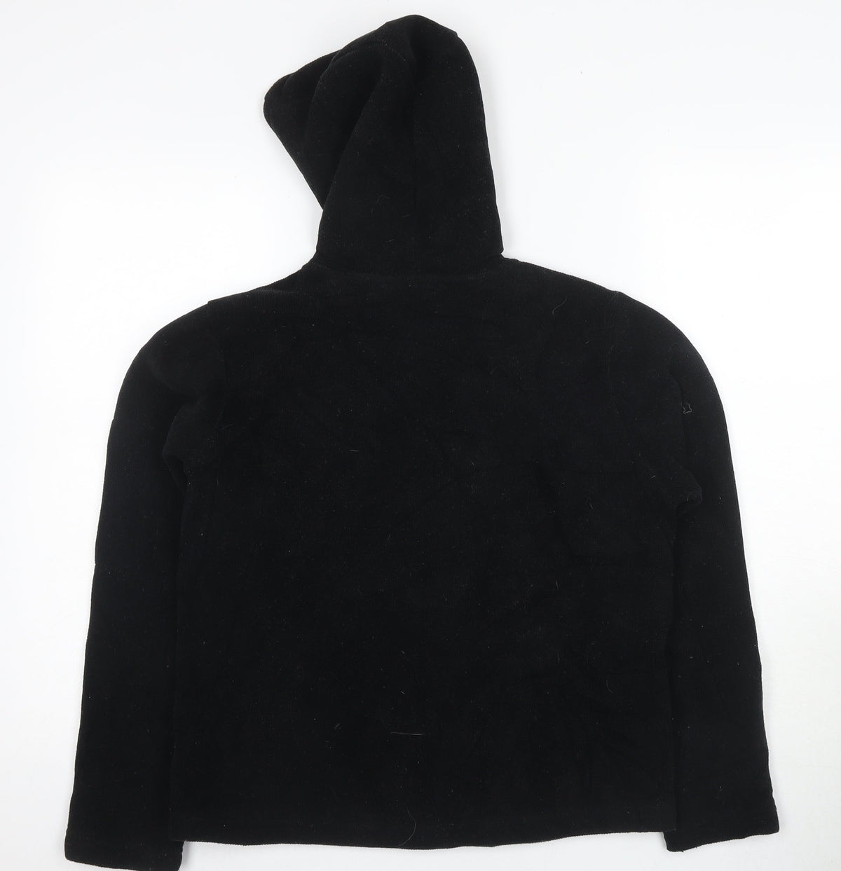 Back view of Blurr unisex black pullover hoodie m
