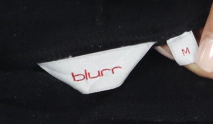 Close-up detail of Blurr unisex black pullover hoodie m