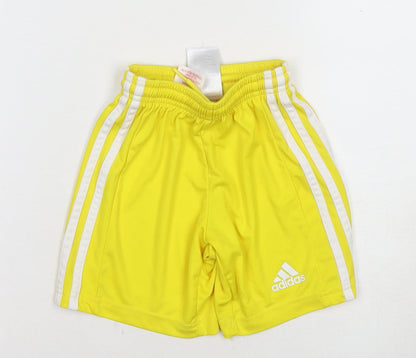 Adidas Boys Yellow Athletic Shorts 5-6 Years Breathable
