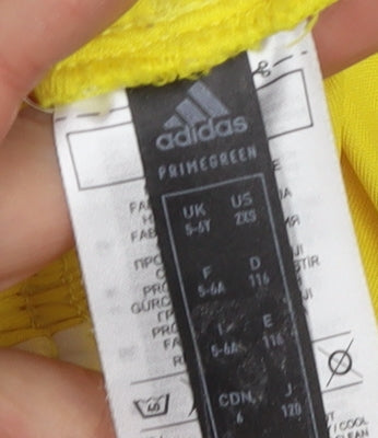 Adidas Boys Yellow Athletic Shorts 5-6 Years Breathable