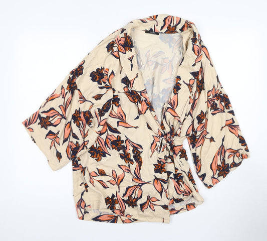 Parfois Women's Multicoloured Wrap Blouse, One Size, Floral