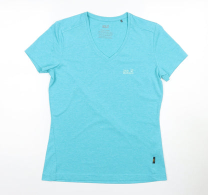 Jack Wolfskin Women's Blue T-Shirt V-Neck Size 10