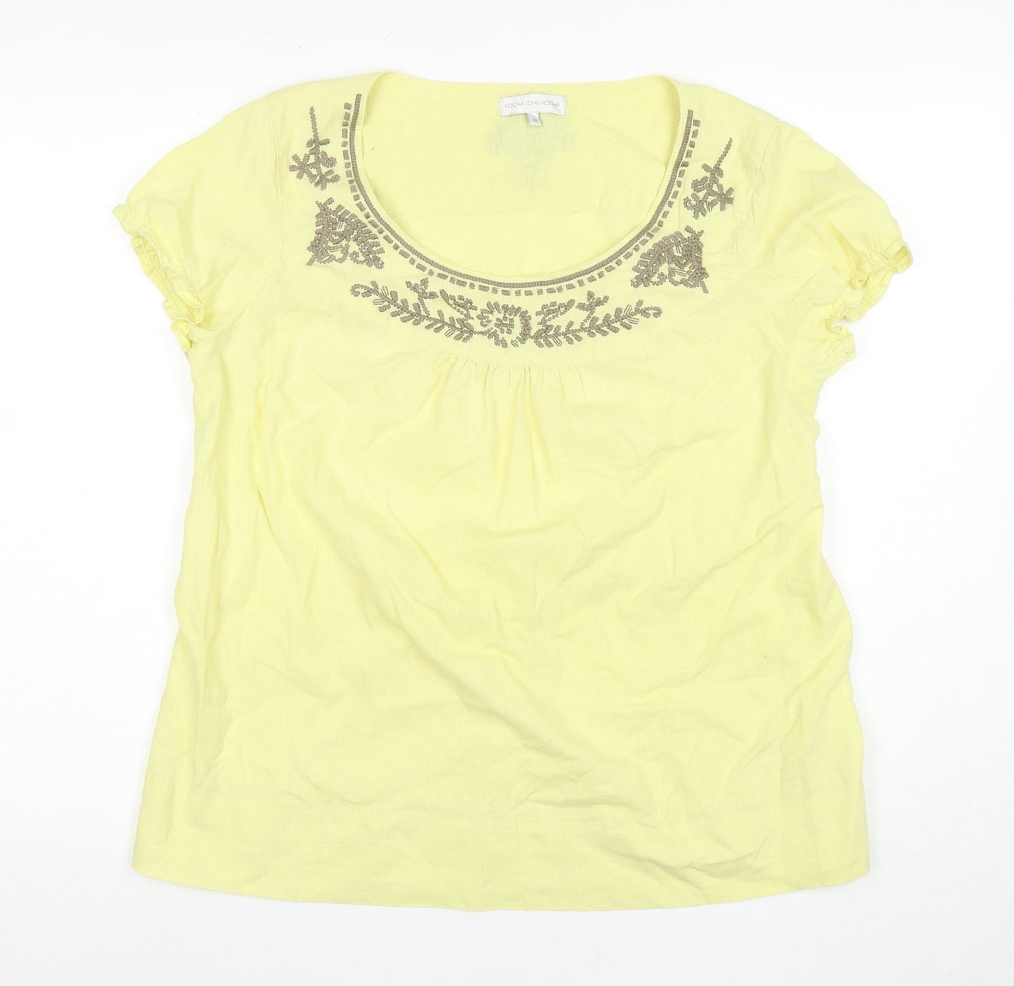 Womens UK Size 14 Rocha John Rocha Yellow Basic Blouse