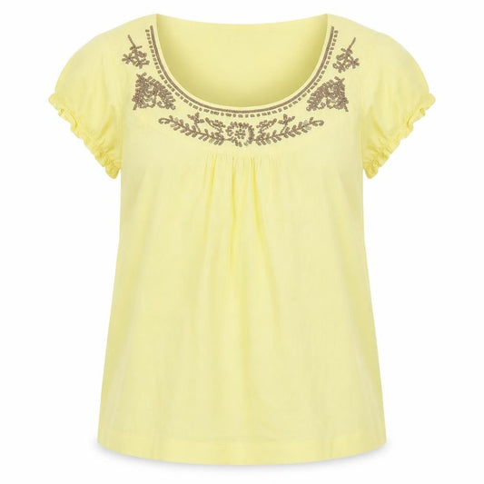 Front view of RJR.John Rocha Yellow Linen Blouse, size 14