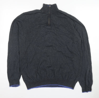 John Lewis Men's Black High Neck 7XL Full Zip Jumper