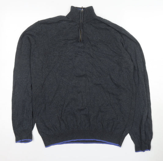 John Lewis Men's Black High Neck 7XL Full Zip Jumper