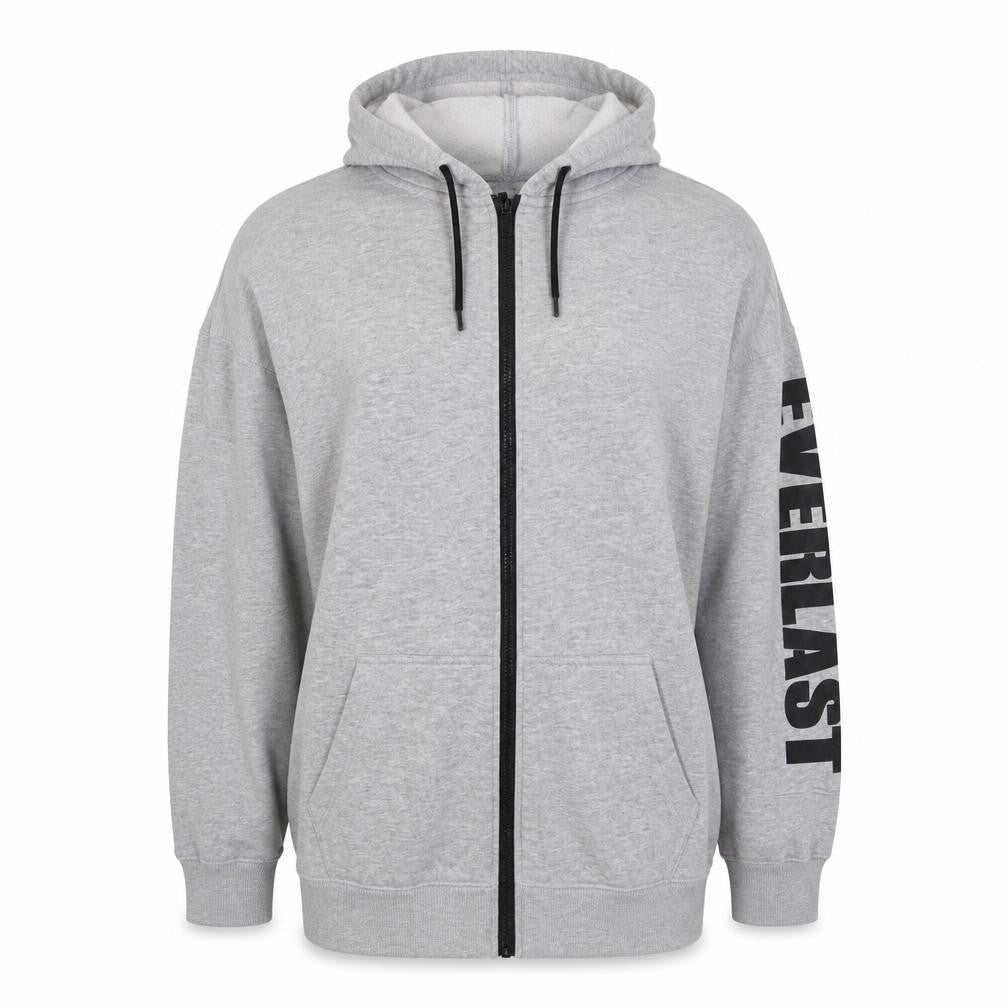Front view of Everlast Grey Full Zip Hoodie unisex adults, size 14