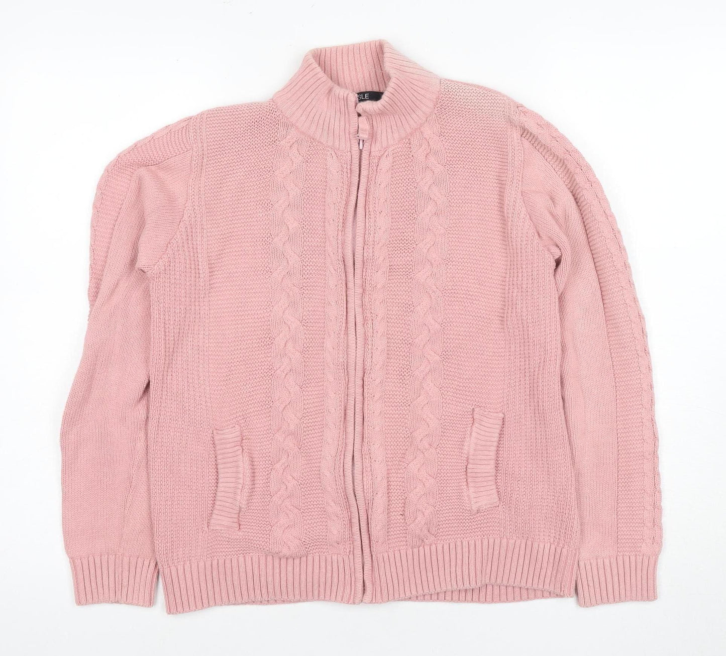 Womens UK Size S ISLE Pink Full Zip Jumper