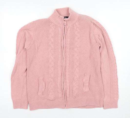 Womens UK Size S ISLE Pink Full Zip Jumper