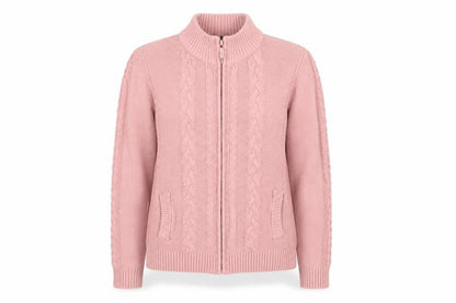 Womens UK Size S ISLE Pink Full Zip Jumper