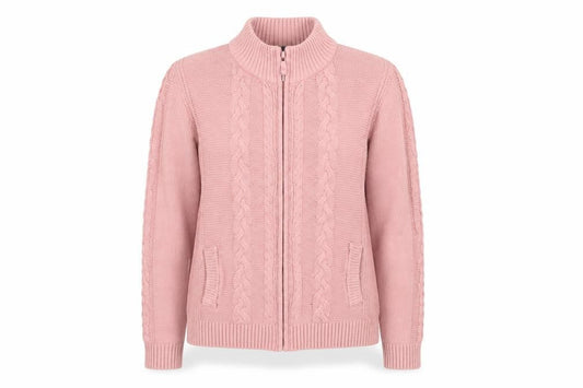 Womens UK Size S ISLE Pink Full Zip Jumper