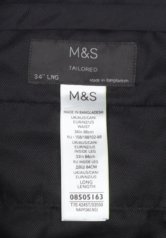 Marks and Spencer Men's Black Dress Pants 34 Regular