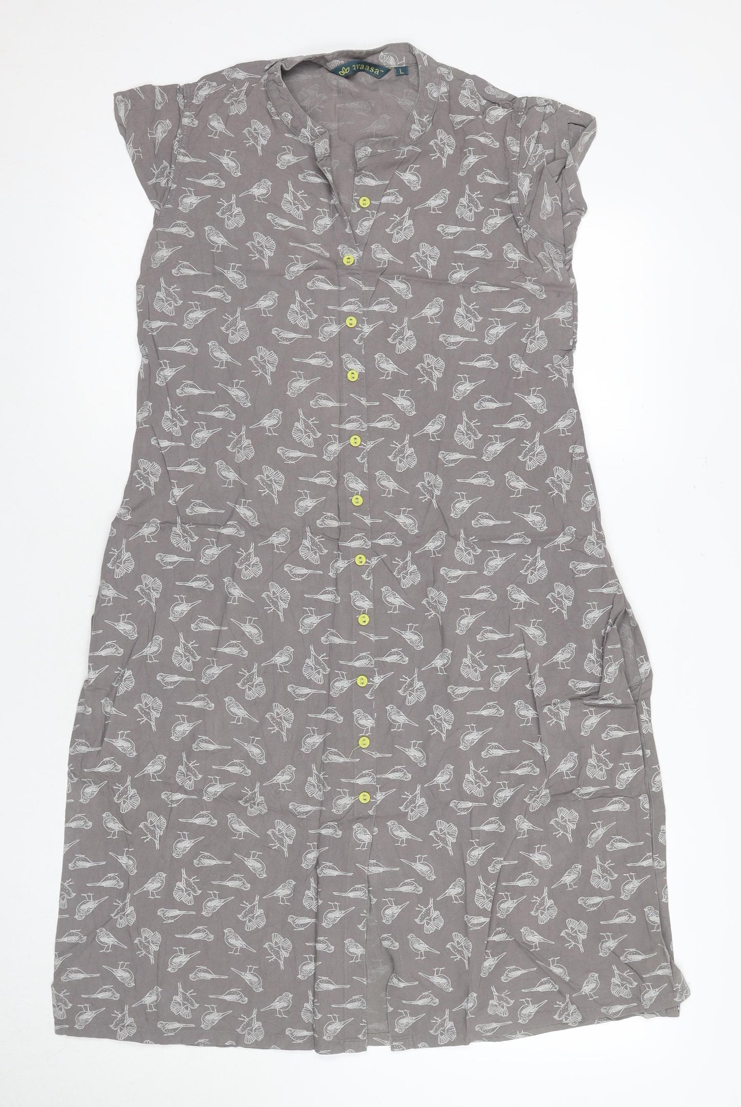 Ayasa Women's Grey Animal Print Shirt Dress Size 10