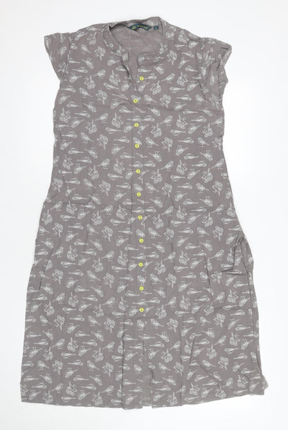 Ayasa Women's Grey Animal Print Shirt Dress Size 10