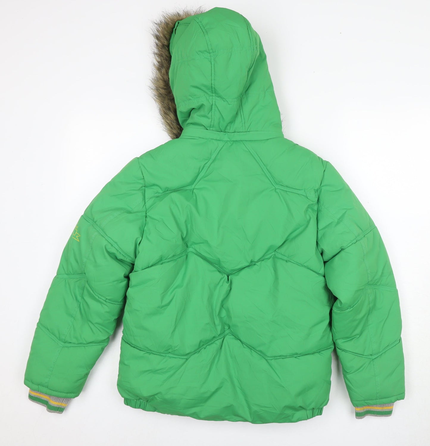 St George Boys Green Puffer Jacket 11-12Y, Hooded, Winter Warmth