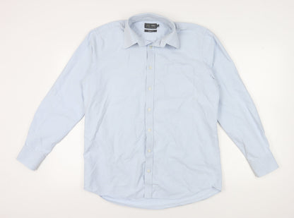 Marks and Spencer Men’s Blue Regular Fit Long Sleeve Shirt