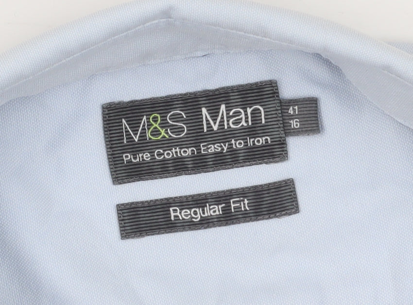 Marks and Spencer Men’s Blue Regular Fit Long Sleeve Shirt