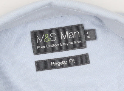 Marks and Spencer Men’s Blue Regular Fit Long Sleeve Shirt