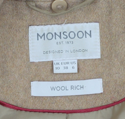 Womens UK Size 10 Monsoon Beige Overcoat