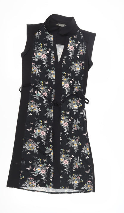 Oasis Women's Black Floral Shift Dress XS