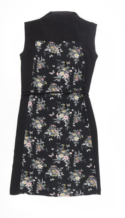 Oasis Women's Black Floral Shift Dress XS