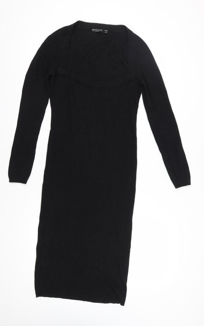 Brave Soul Black Midi Bodycon Dress - Medium