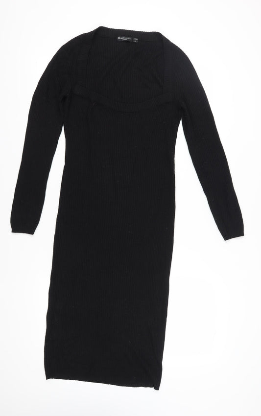 Brave Soul Black Midi Bodycon Dress - Medium