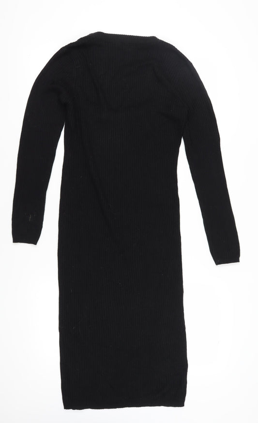 Brave Soul Black Midi Bodycon Dress - Medium