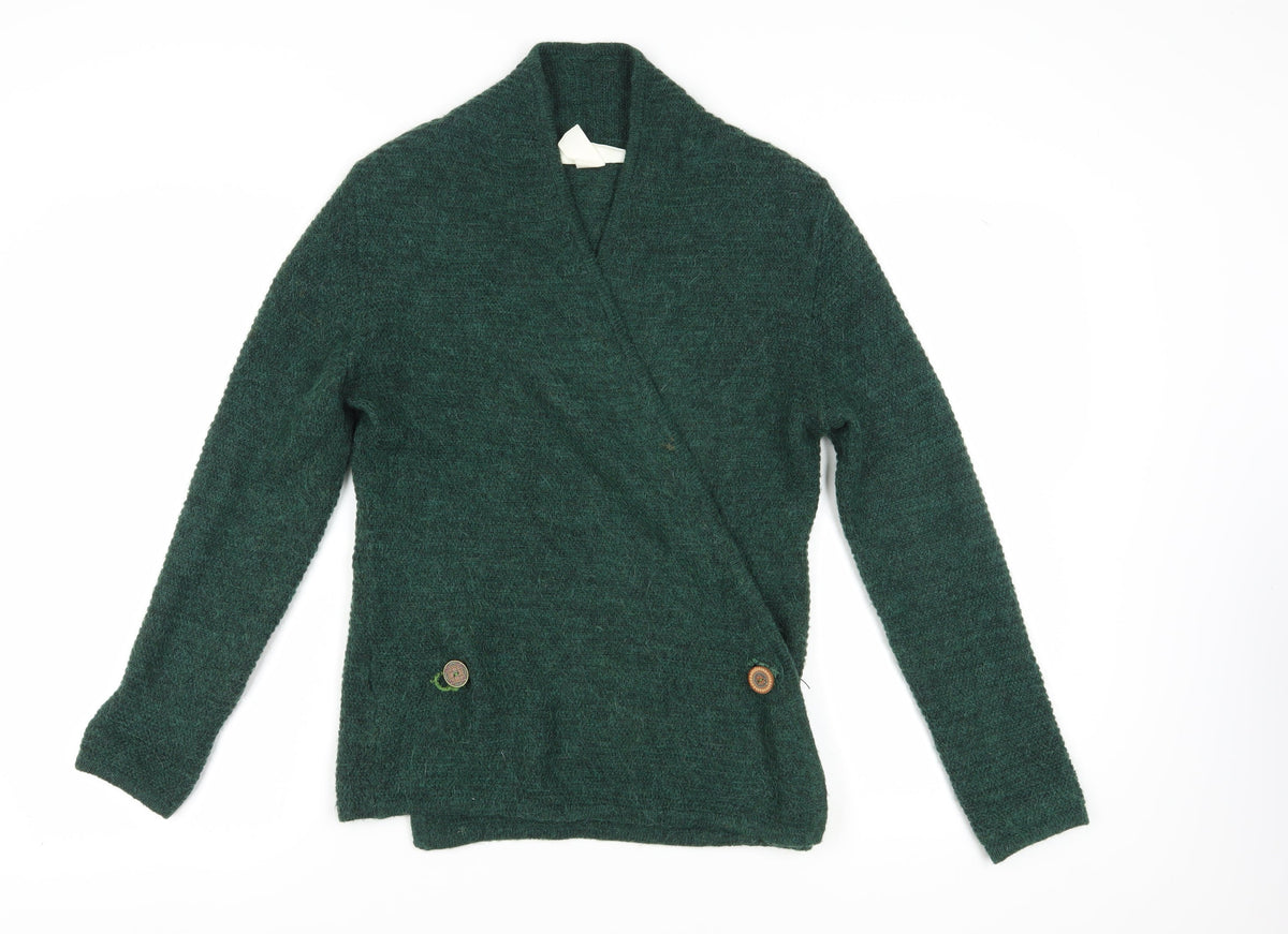 Womens UK Size M H&M Green Wrap Jumper