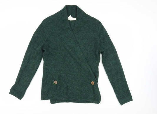 Womens UK Size M H&M Green Wrap Jumper