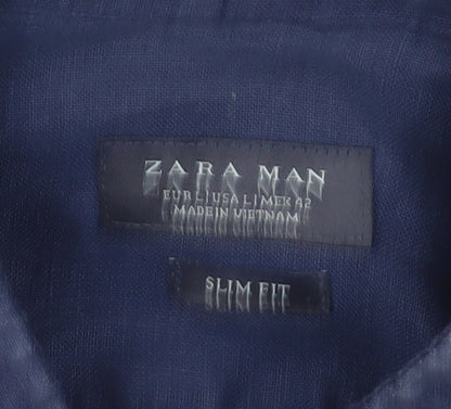 Zara Men Blue Slim Fit Button-Up Shirt