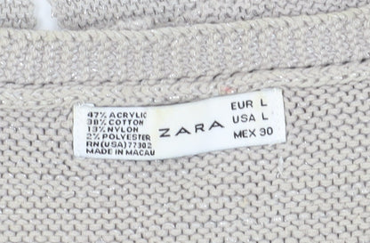 Womens UK Size L Zara Beige Vest Jumper