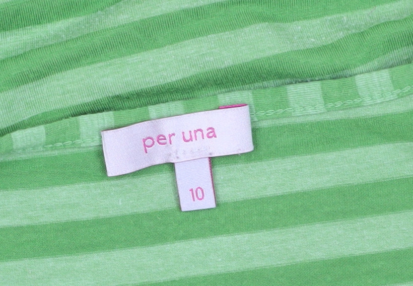 Per Una Women's Green Striped Wrap Dress Size 10