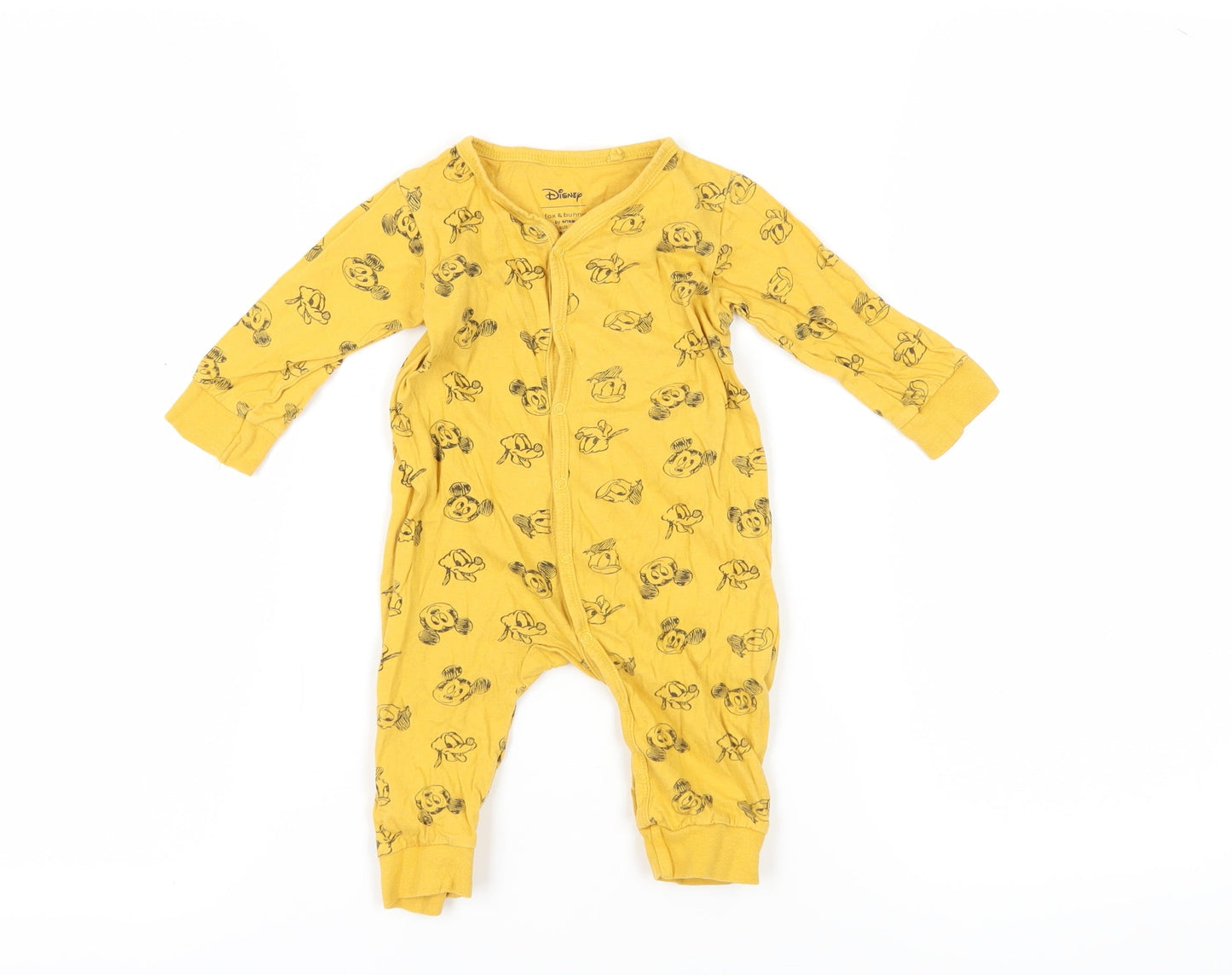 Disney Yellow Mickey Mouse Unisex Baby Babygrow, 9-12 Months