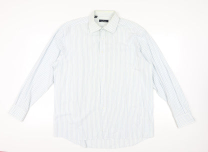 Daniel Hechter Men's White Striped Button-Up Shirt 44
