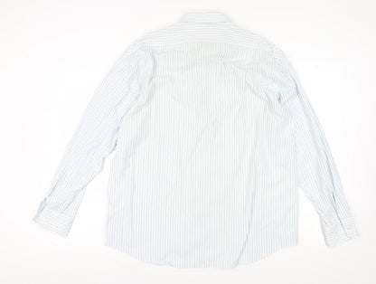 Daniel Hechter Men's White Striped Button-Up Shirt 44