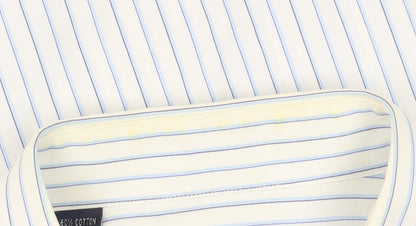 Daniel Hechter Men's White Striped Button-Up Shirt 44